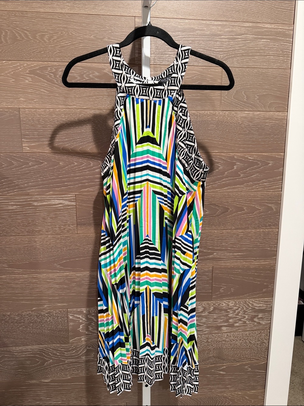 Laundry By Shelli Segal Multicolor Striped Halter Dress with Black & White Trim